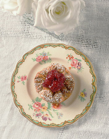 Raspberry Danish on Vintage Plate