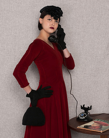 1950s Red Velvet Dress